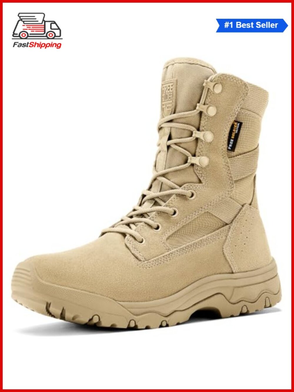 ✨ FREE SOLDIER Men's Military Tactical 8" Work Boots Suede Cordura